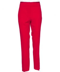 Emporio Armani Red Stretch Knit Contrast Waist Trim Detail Pants L For Women