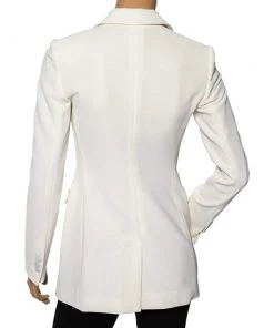 Emporio Armani Ivory Textured Crepe Double Breasted Blazer S For Women -Emporio Armani sale luxury women emporio armani used clothes p505478 003