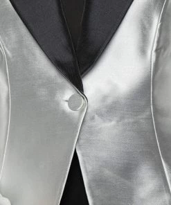 Emporio Armani Metallic Silver Synthetic Contrast Detail Cropped Blazer L For Women -Emporio Armani sale luxury women emporio armani used clothes p518515 002