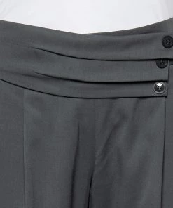 Emporio Armani Grey Wool Pleated Detail Trousers M For Women -Emporio Armani sale luxury women emporio armani used clothes p518933 007