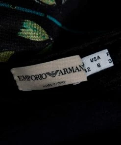 Emporio Armani Black Floral Printed Synthetic Single Buttoned Blazer & Skirt Set S For Women -Emporio Armani sale luxury women emporio armani used clothes p531625 006