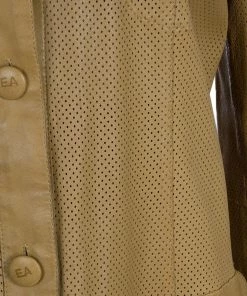 Emporio Armani Brown Perforated Leather Jacket L For Women -Emporio Armani sale luxury women emporio armani used clothes p53958 0007