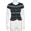 Emporio Armani Multicolor Patterned Lurex Knit Button Front Top S For Women -Emporio Armani sale luxury women emporio armani used clothes p542403 002