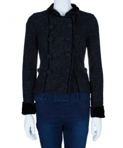 Emporio Armani Charcoal Wool Button Down Jacket S For Women -Emporio Armani sale luxury women emporio armani used clothes p5462 002