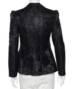 Emporio Armani Black Lace Button Front Blazer M For Women -Emporio Armani sale luxury women emporio armani used clothes p565645 001