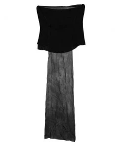 Emporio Armani Vintage Black Silk Neck Scarf Detail Cami Top S For Women