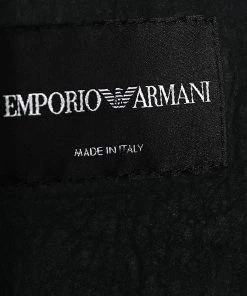 Emporio Armani Dark Green Leather Button Front Mid Length Coat M For Women -Emporio Armani sale luxury women emporio armani used clothes p565992 001