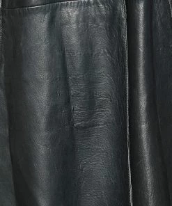 Emporio Armani Dark Green Leather Button Front Mid Length Coat M For Women -Emporio Armani sale luxury women emporio armani used clothes p565992 004