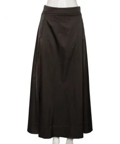 Emporio Armani Dark Grey Sateen Pocketed Maxi Skirt M For Women