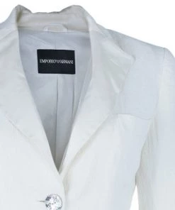 Emporio Armani White Pocket Detailed Blazer S For Women -Emporio Armani sale luxury women emporio armani used clothes p5664 004