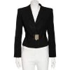Emporio Armani Black Wool Blend Belted Button Front Blazer S For Women -Emporio Armani sale luxury women emporio armani used clothes p567321 003