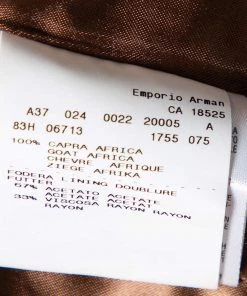 Emporio Armani Brown Checkered Leather Zip Front Jacket M For Women -Emporio Armani sale luxury women emporio armani used clothes p567865 008