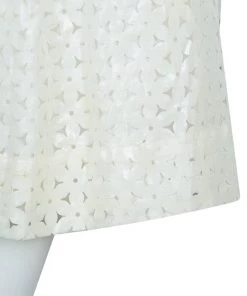 Emporio Armani Off-White Floral Laser Cut Overlay Gathered Skirt L For Women -Emporio Armani sale luxury women emporio armani used clothes p57667 0006