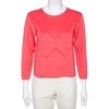 Emporio Armani Pink Jersey Logo Embossed Long Sleeve Top M For Women
