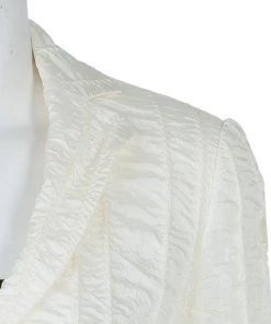 Emporio Armani Cream ZigZag Topstitch Detail Pintucked Blazer M For Women -Emporio Armani sale luxury women emporio armani used clothes p58081 0004