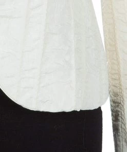 Emporio Armani Cream ZigZag Topstitch Detail Pintucked Blazer M For Women -Emporio Armani sale luxury women emporio armani used clothes p58081 0006