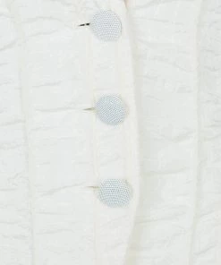 Emporio Armani Cream ZigZag Topstitch Detail Pintucked Blazer M For Women -Emporio Armani sale luxury women emporio armani used clothes p58081 0008