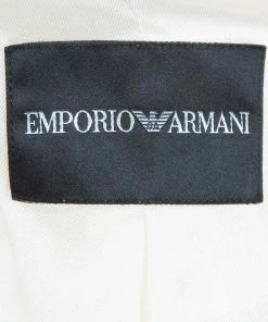 Emporio Armani Cream ZigZag Topstitch Detail Pintucked Blazer M For Women -Emporio Armani sale luxury women emporio armani used clothes p58081 0009