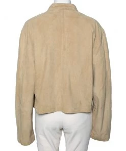 Emporio Armani Vintage Beige Suede Button Front Jacket XL For Women -Emporio Armani sale luxury women emporio armani used clothes p586616 004
