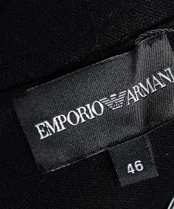 Emporio Armani Black Knit Floral Applique Sweater Top S For Women -Emporio Armani sale luxury women emporio armani used clothes p586628 007