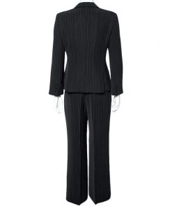Emporio Armani Black Pinstriped Crepe Single Breasted Suit M For Women -Emporio Armani sale luxury women emporio armani used clothes p588885 004