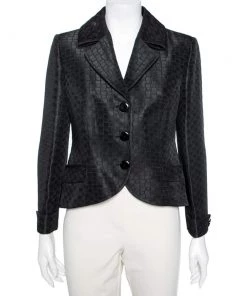 Emporio Armani Black Jacquard Single Breasted Blazer M For Women