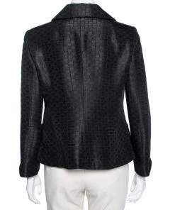 Emporio Armani Black Jacquard Single Breasted Blazer M For Women -Emporio Armani sale luxury women emporio armani used clothes p588933 003