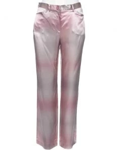 Emporio Armani Pink & Grey Silk Pants M For Women
