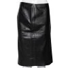 Emporio Armani Vintage Black Leather Knee Length Skirt M For Women -Emporio Armani sale luxury women emporio armani used clothes p592865 001