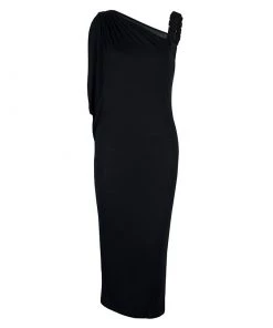 Emporio Armani Black Knit Asymmetric Dress M For Women