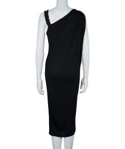 Emporio Armani Black Knit Asymmetric Dress M For Women -Emporio Armani sale luxury women emporio armani used clothes p59466 003