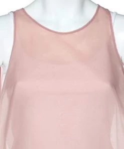 Emporio Armani Pink Taffeta Sheer Sleeveless Top M For Women -Emporio Armani sale luxury women emporio armani used clothes p596514 003