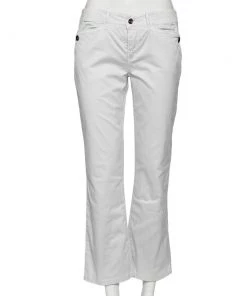Emporio Armani White Cotton Regular Fit Pants M For Women