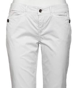 Emporio Armani White Cotton Regular Fit Pants M For Women -Emporio Armani sale luxury women emporio armani used clothes p597019 002