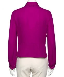 Emporio Armani Purple Silk Button Front Blouse L For Women -Emporio Armani sale luxury women emporio armani used clothes p597037 002