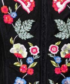 Emporio Armani Black Floral Sequin Embroidered Crepe Corset S For Women -Emporio Armani sale luxury women emporio armani used clothes p597852 004