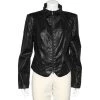 Emporio Armani Black Textured Cotton Zip Front Jacket L For Women