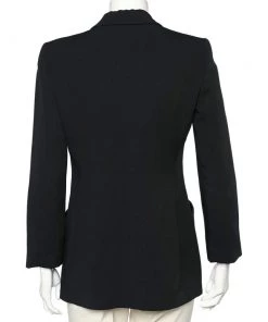 Emporio Armani Black Crepe Button Front Blazer S For Women -Emporio Armani sale luxury women emporio armani used clothes p597953 003