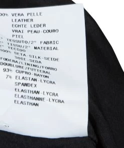 Emporio Armani Black Leather Chiffon Trim Fitted Jacket L For Women -Emporio Armani sale luxury women emporio armani used clothes p59990 011