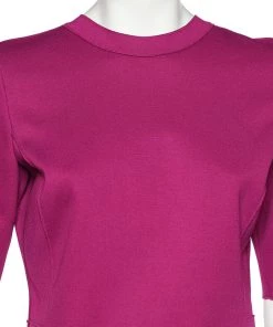Emporio Armani Magenta Knit Draped Sheath Dress L For Women -Emporio Armani sale luxury women emporio armani used clothes p601020 002