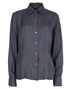Emporio Armani Grey Silk Collared Shirt M For Women