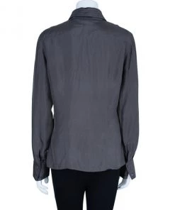 Emporio Armani Grey Silk Collared Shirt M For Women 14 Emporio Armani Grey Silk Collared Shirt M For Women -Emporio Armani sale luxury women emporio armani used clothes p6058 0003