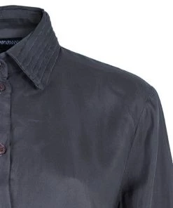 Emporio Armani Grey Silk Collared Shirt M For Women 15 Emporio Armani Grey Silk Collared Shirt M For Women -Emporio Armani sale luxury women emporio armani used clothes p6058 0004