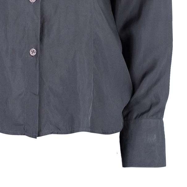 Emporio Armani Grey Silk Collared Shirt M For Women 8 Emporio Armani Grey Silk Collared Shirt M For Women - Image 6
