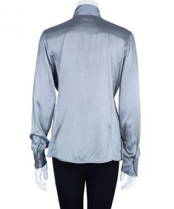 Emporio Armani Grey Silk Shirt L For Women -Emporio Armani sale luxury women emporio armani used clothes p6060 0003
