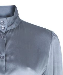 Emporio Armani Grey Silk Shirt L For Women -Emporio Armani sale luxury women emporio armani used clothes p6060 0004