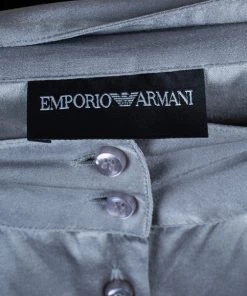 Emporio Armani Grey Silk Shirt L For Women -Emporio Armani sale luxury women emporio armani used clothes p6060 0008