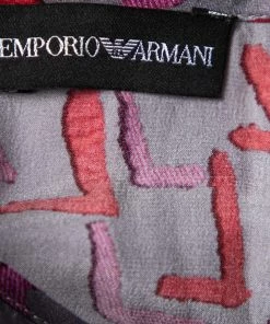 Emporio Armani Grey Graffiti Print Satin Silk Blouse M For Women -Emporio Armani sale luxury women emporio armani used clothes p607997 007