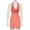 Emporio Armani Orange Knit Embellished Detail Halter Neck Mini Dress S For Women -Emporio Armani sale luxury women emporio armani used clothes p613370 003