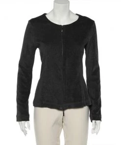 Emporio Armani Grey Terry Zip Front Jacket M For Women